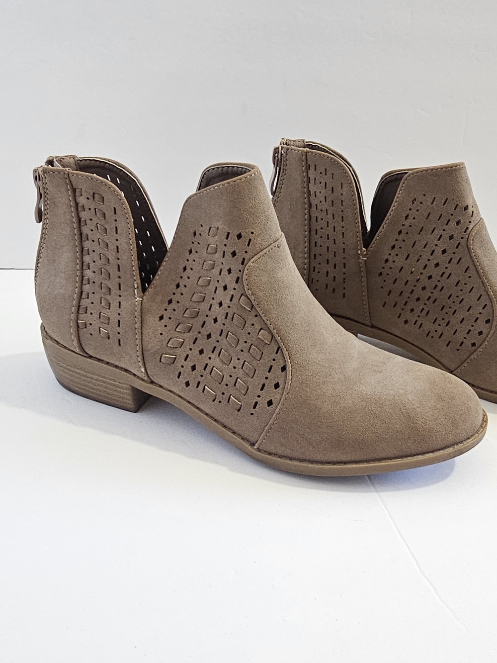 Women's Shein Taupe Cutout Ankle Boots - Picture 2 of 9